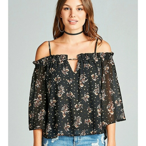 black and gold off the shoulder top